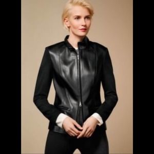 Talbots Black Leather-Front Motorcycle Jacket 2